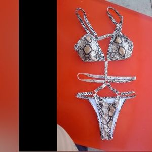 Print Swimwear Size S (Brown, cream, khaki,and black) *NEW NEVER WORN